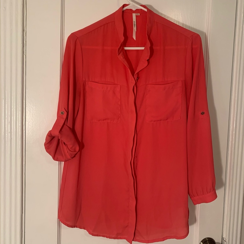 Bellatrix coral pink long-sleeve blouse